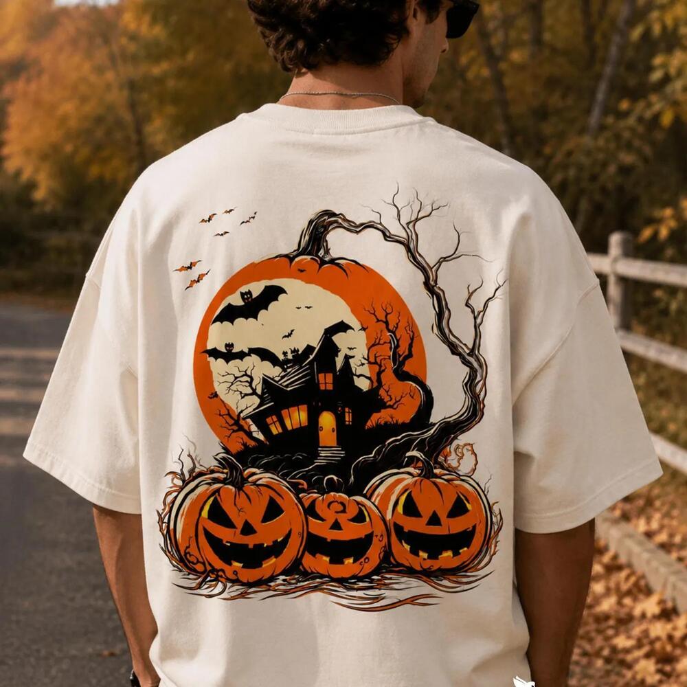 Halloween Graphic T-Shirt, Skeleton Pumpkin Tee, Dtf  Fall Shirt